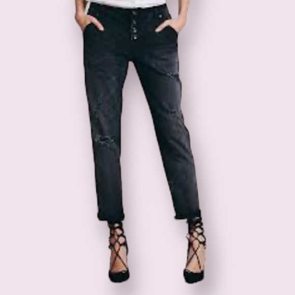 FREE People Womens Cotton Mid Rise Relaxed Button Fly Mountaineer Jean Size 2 - Picture 1 of 13
